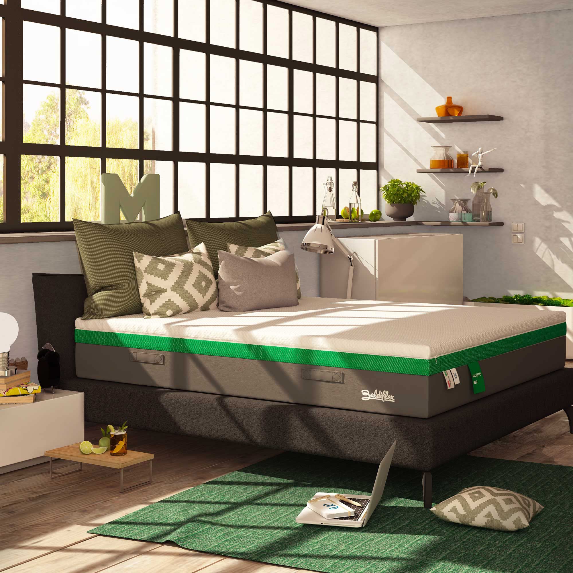 Baldiflex Mojito Big Matratze für Einzelbett, Memory-Schaum, ausziehbar, medizinisches Gerät, Größe 80 x 190 cm, Höhe 30 cm