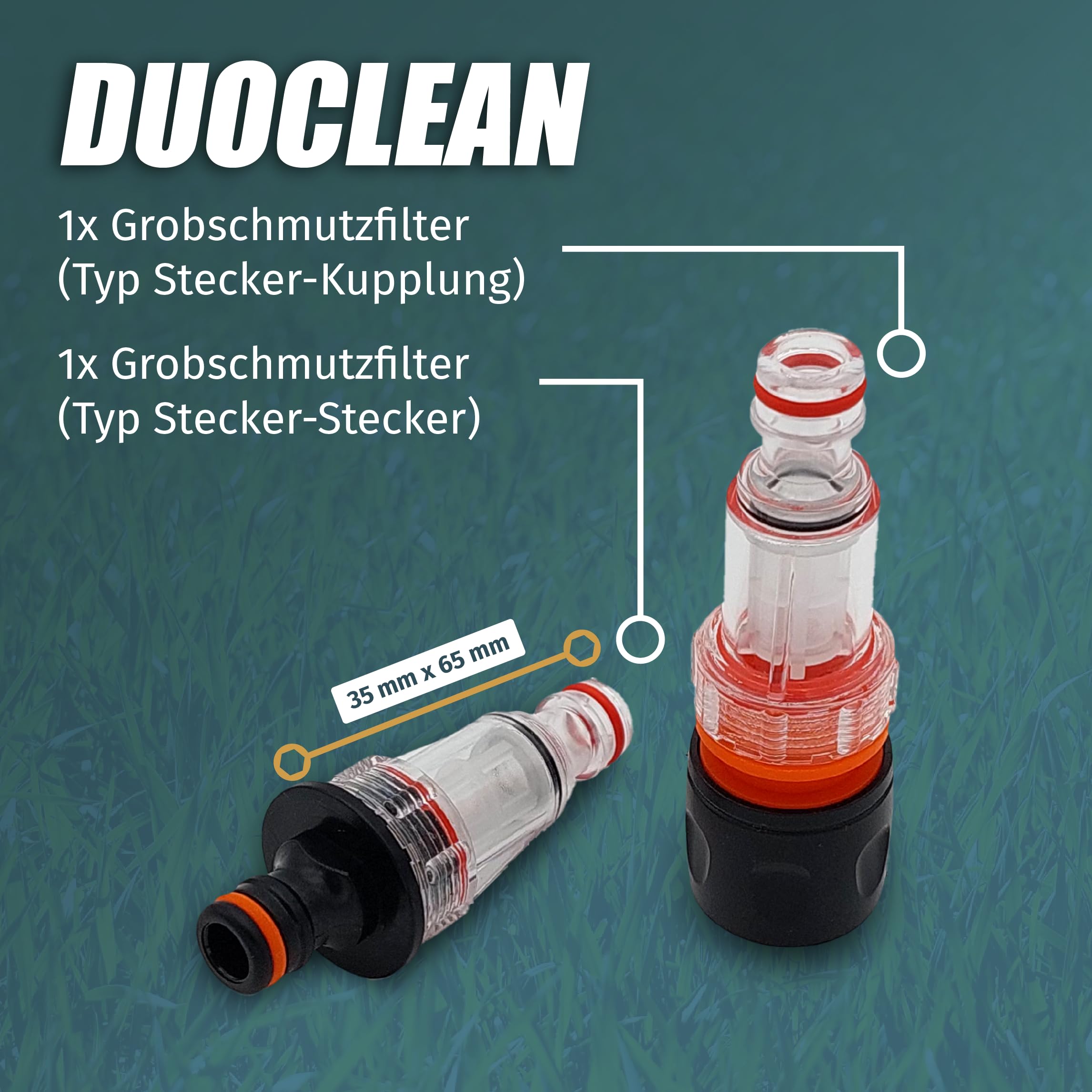 MaJoCompTec Duoclean Water Filter Set, Pre-Filter for Pressure Washers Dirt Filter with Filter Insert 0.15 mm, Motorhome - Image 2