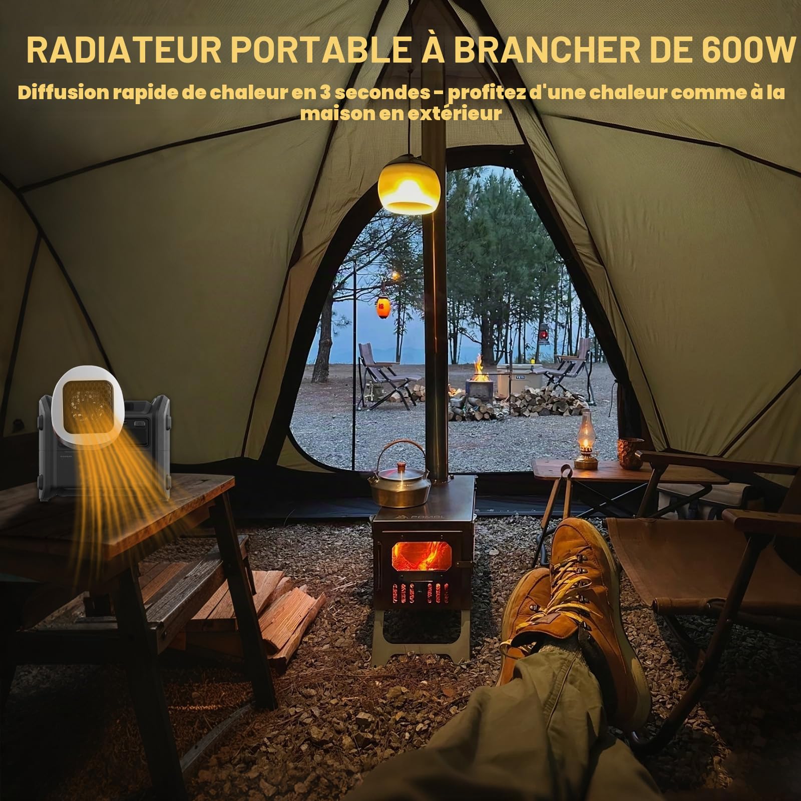Mini Chauffe-air Électrique Socket, Fancysky 600W PTC Mini Heater, Chauffage Soufflant, Radiateur, Protection Contre Surchauffe, pour le Camping, la Chambre à Coucher, Appartement, Tentes, Voyages