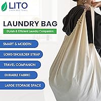 Vista 2 de Bolsas de lavandería Bolsa de almacenamiento Correa larga de algodón de lona resistente con cierre de cordón Bolsa de viaje para ropa sucia