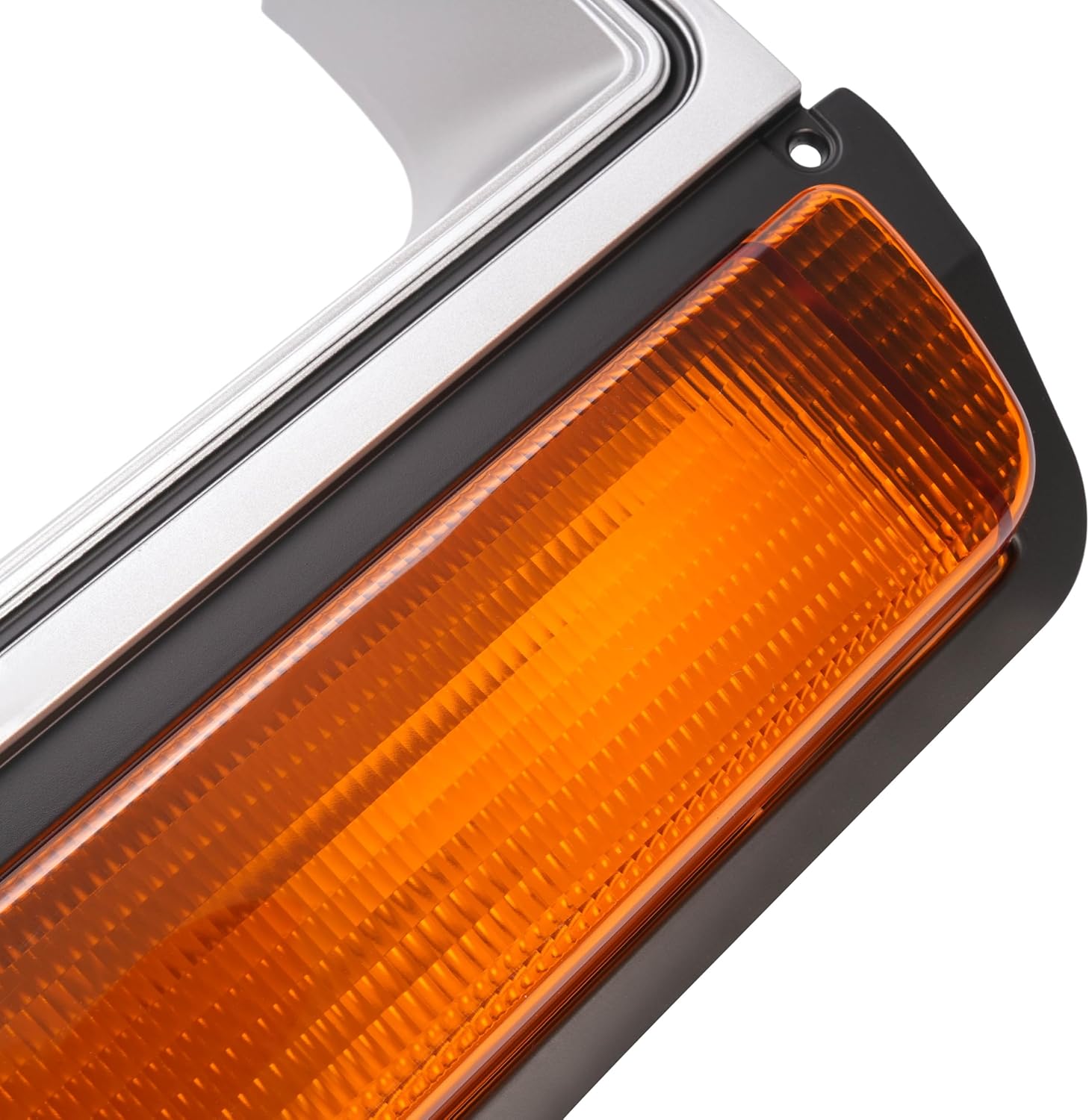 HECASA Right Headlight Bezel w/Turn Signal Light Compatible with 1986-1990 Dodge D100 Ramcharger W100 Replacement for CH2513122 Headlamp Door Bezel Trim Kit Set Yellow Lens Silvery Bezel Right Side