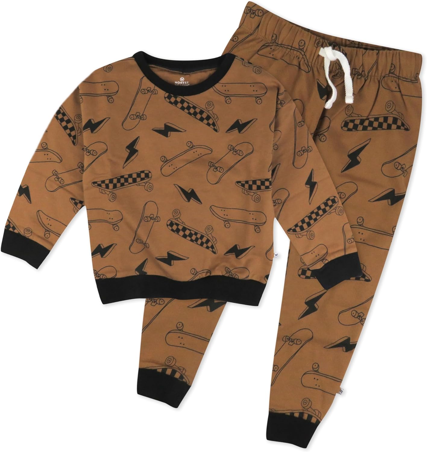 HonestBaby baby-boys 2-piece Cozy Fleece Crew Neck and Sweatpant Set 100% Organic Cotton for Infant Baby and Toddler, Boys