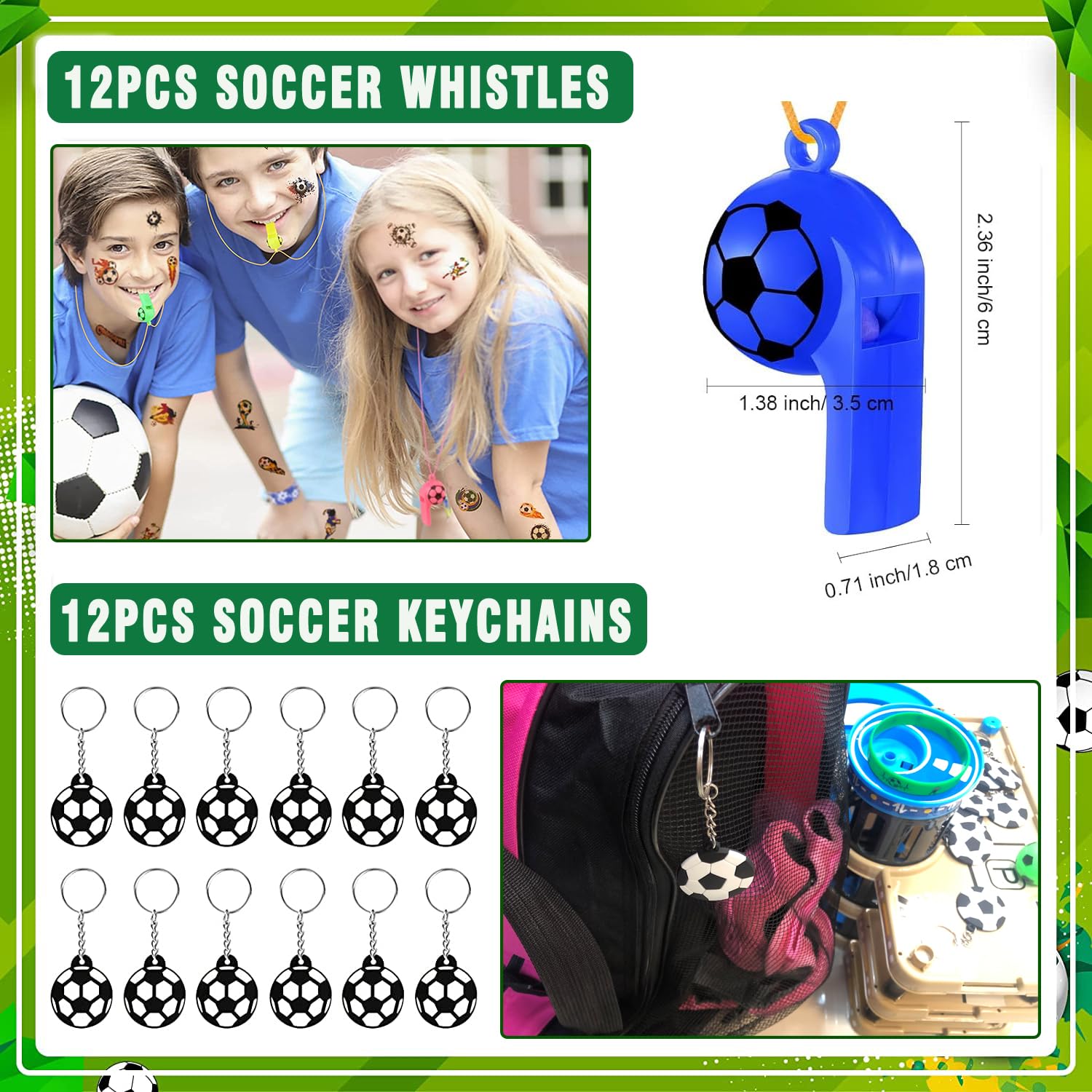 Fußball-Party Mitgebsel Set – 72 Teile Für Kindergeburtstag Mit Trillerpfeifen, Armbändern & Tattoos