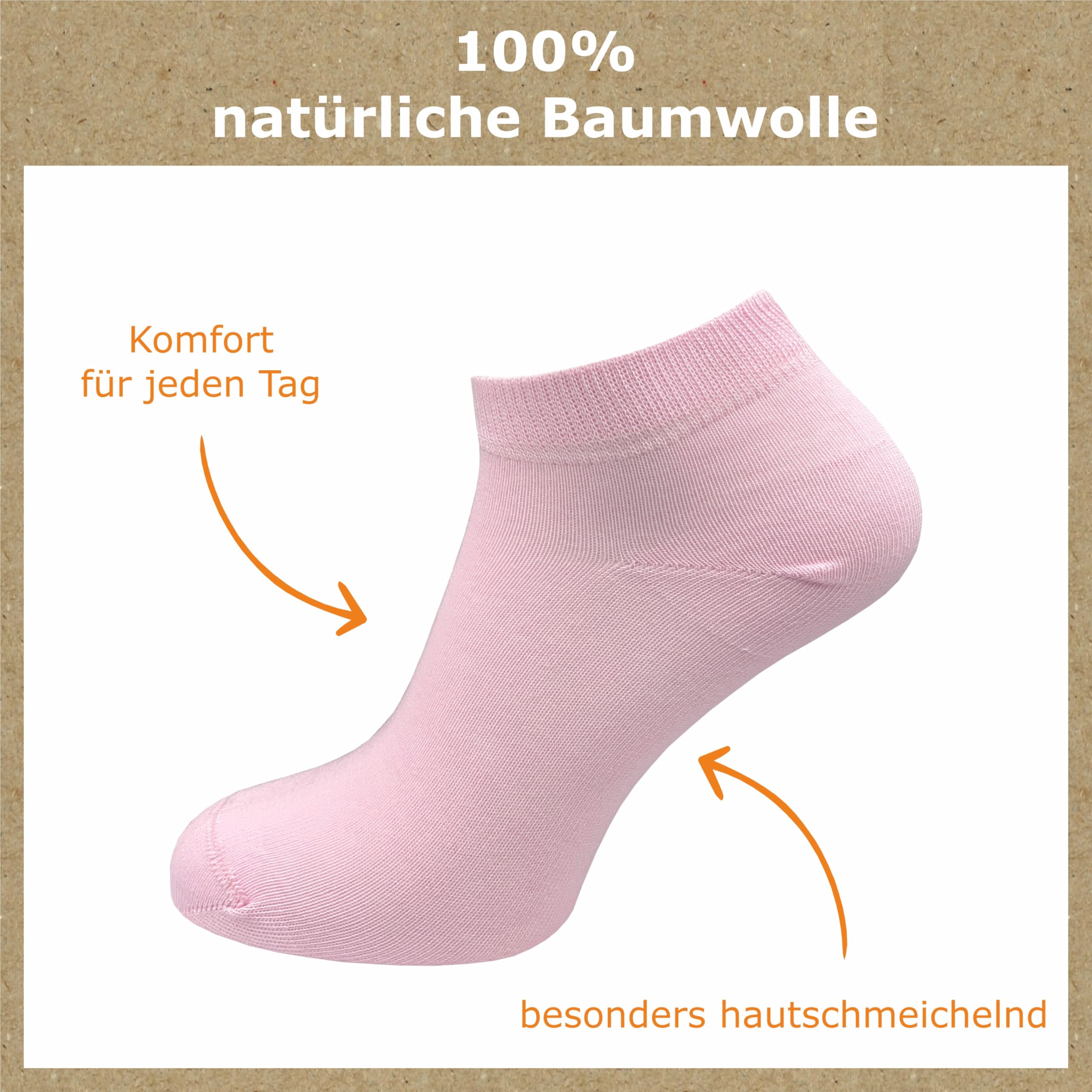 GAWILO Calcetines para mujer hechos de 100% algodón puro (6 pares | 10 pares) | calcetines cortos sin costuras apretadas sobre los dedos de los pies