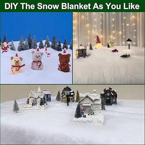 Miniatura 6 de TURNMEON Paquete de 4 mantas de nieve de Navidad de 10 pies x 15 pulgadas, decoraciones de Navidad, exhibiciones de aldea, cubierta de nieve