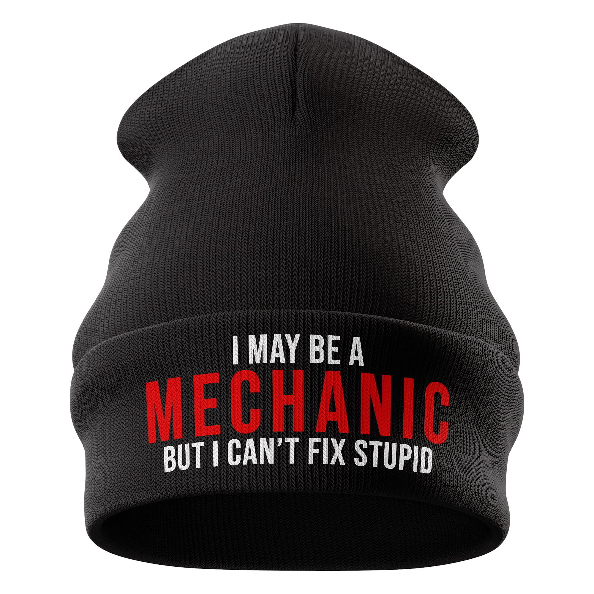 May Be a Mechanic Cant Fix Stupid, Mechanic Gifts, Funny Beanie Hat, Gift for Him, Dad Winter Hat Mens
