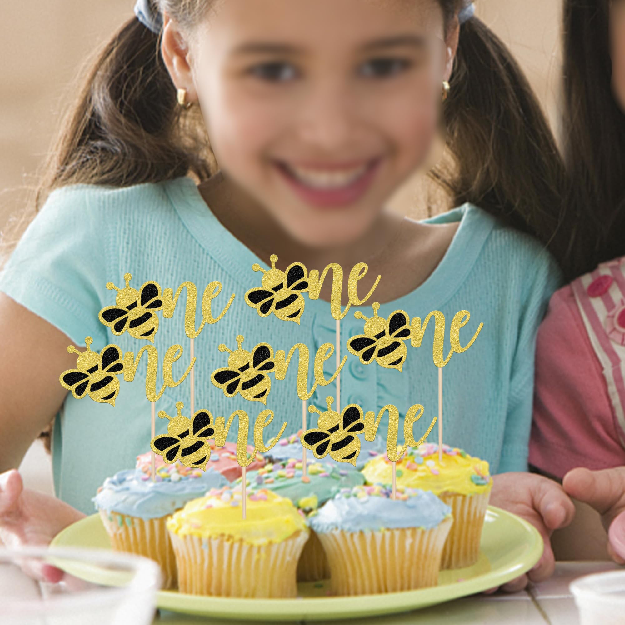 24 PCS Bumble Bee Cupcake Toppers | 1st Birthday Party Decorations, Glitter Bee Theme Picks For Cupcakes & Desserts - View #9