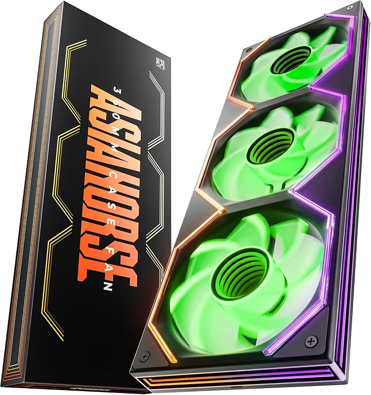 Asiahorse MatrixPro 360mm Integrated ARGB Case Fan, 3-Zone Controlled 3D Curved Infinite Mirror Light, Low Resistance 2-Support Frame Hydraulic PWM Fan for 360mm PC Liquid Cooling & Gaming Chassis