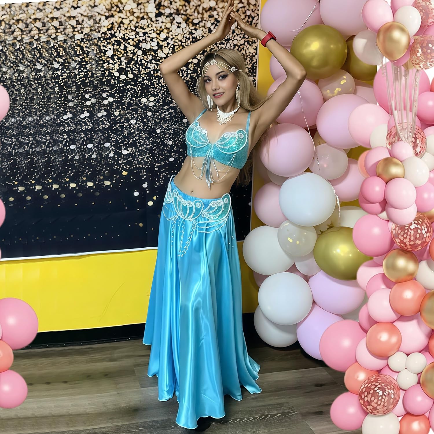 MUNAFIE Women's Long Maxi Dance Skirt - Satin Fairy Skirt for Praise & Cosplay Belly Dance - Image 8