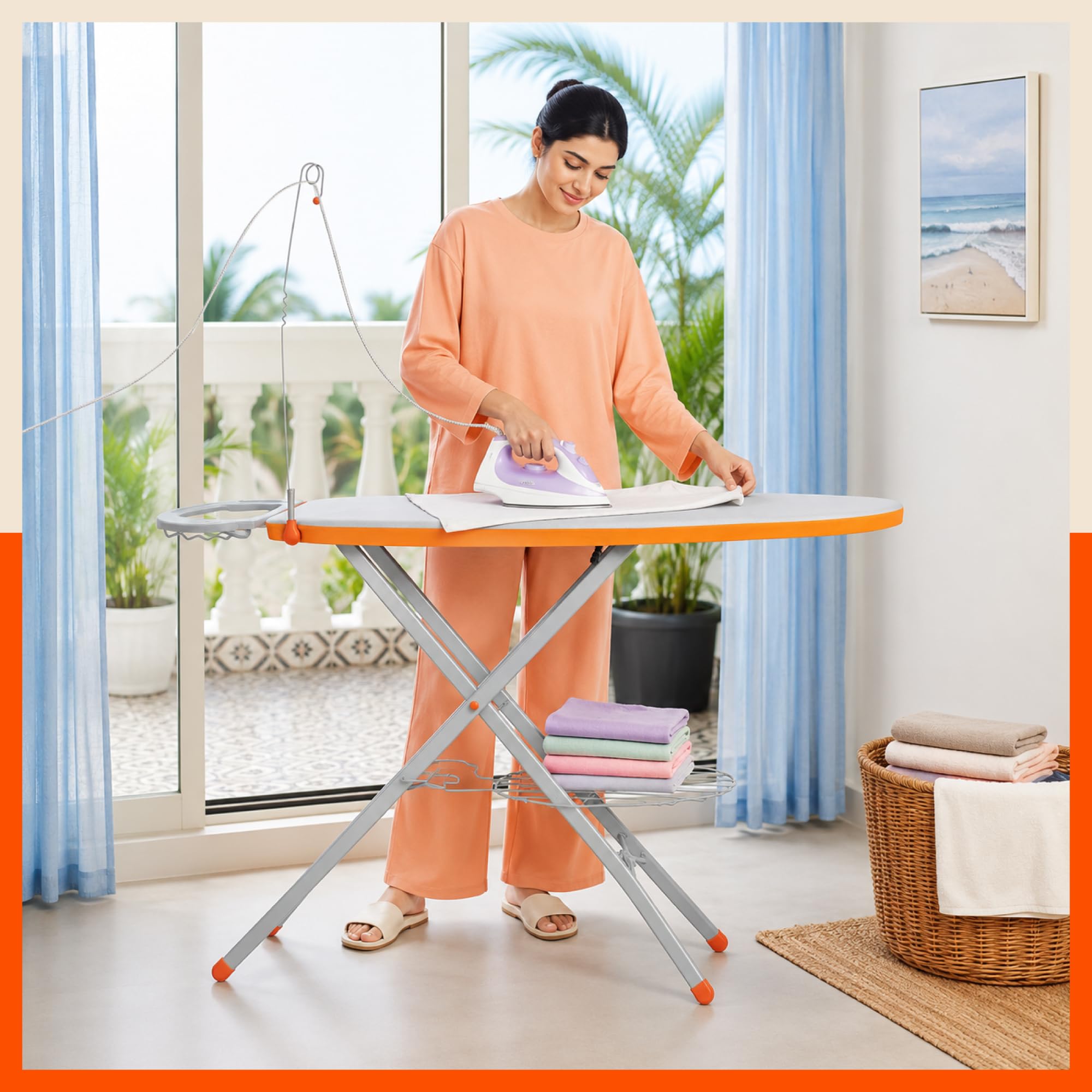 Bathla X-Pres Ace Pro Ironing Board/Stand | Foldable & Height Adjustable | Table with Iron Holder & Wire Manager | Quick Pressing with Aluminised Table Cover | 2 Year Warranty | Silver & Grey