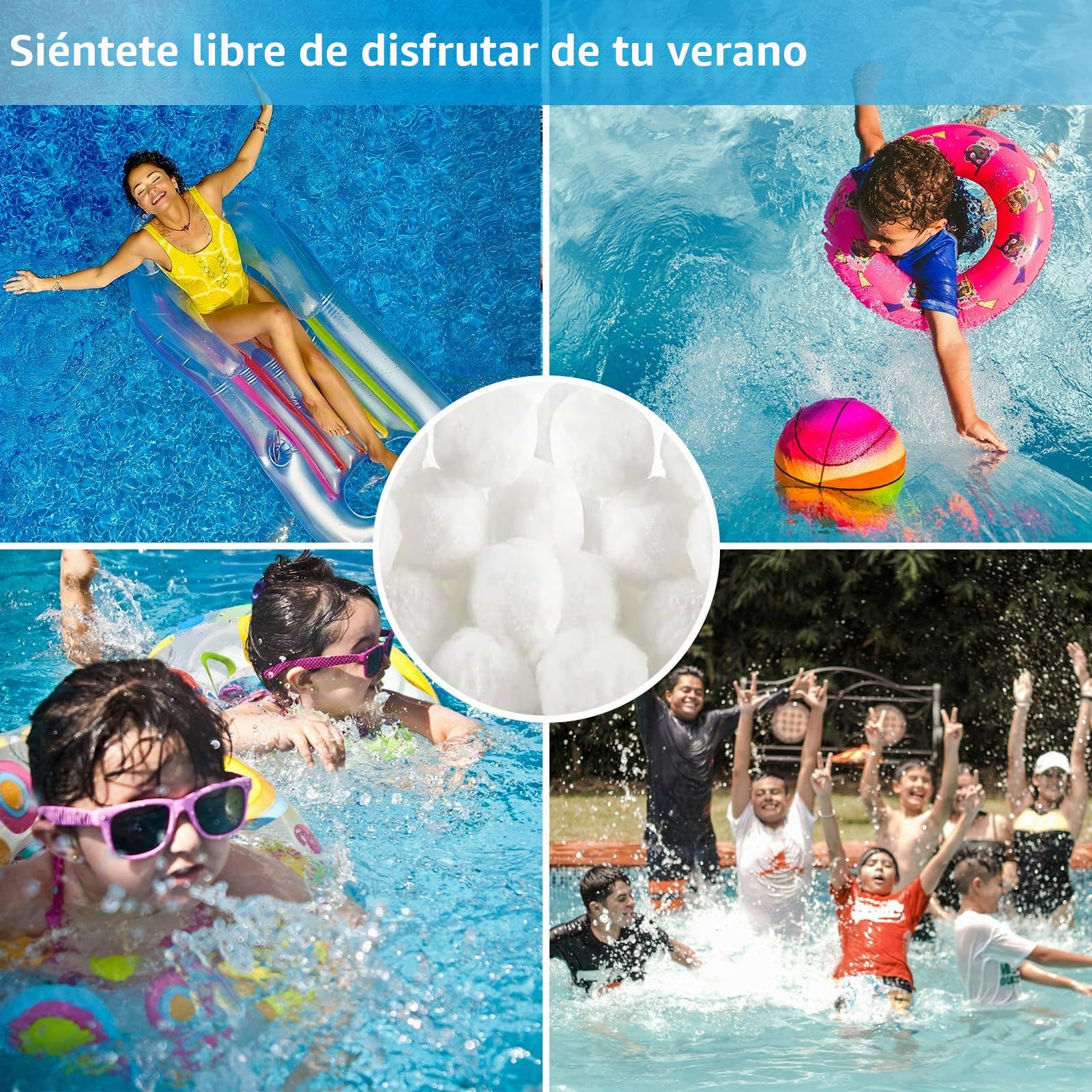 Bolas Filtro Piscina 800g, Reutilizable Bolsas Filtrantes Piscina para Sistemas de Filtro de Arena, Reemplaza 30 kg Arena de Filtro