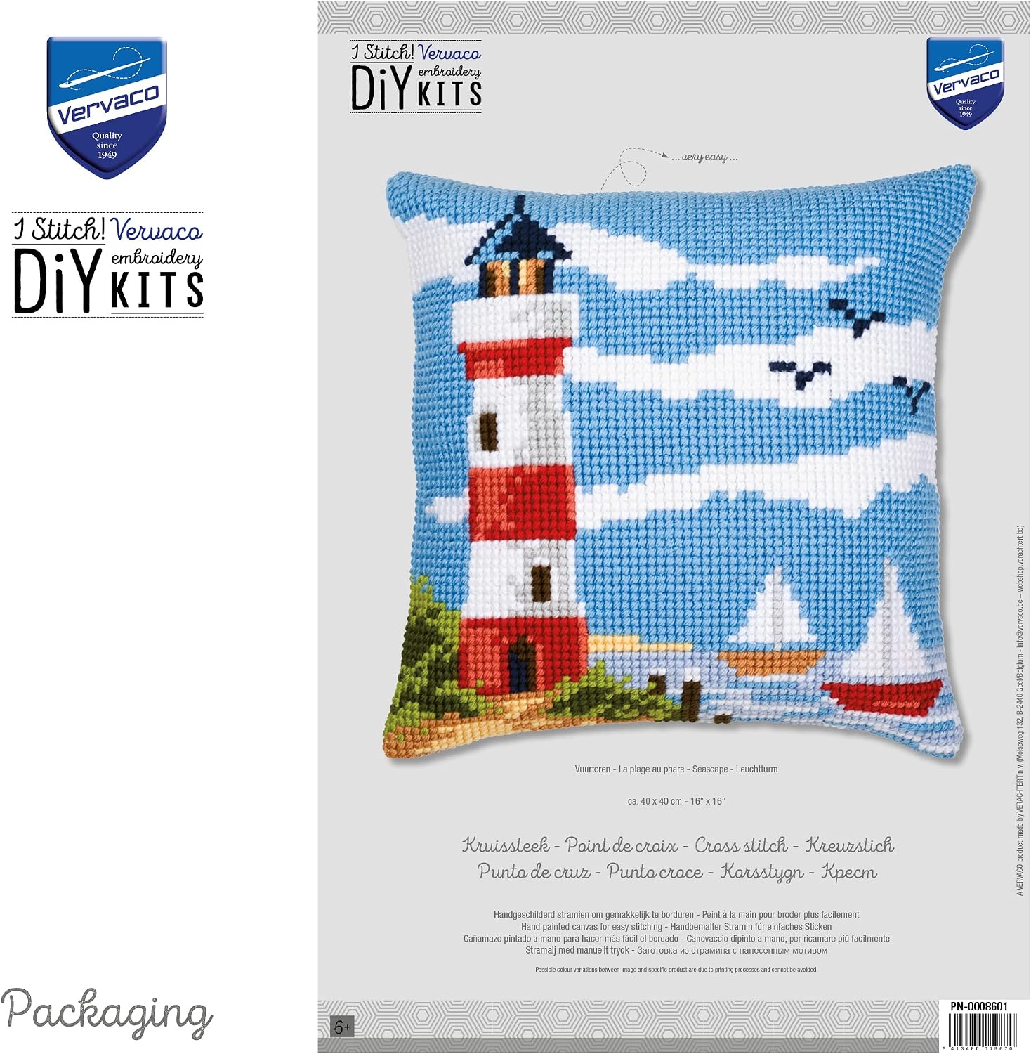 Vervaco Cross Stitch Cushion Kit Seascape 16" x 16"