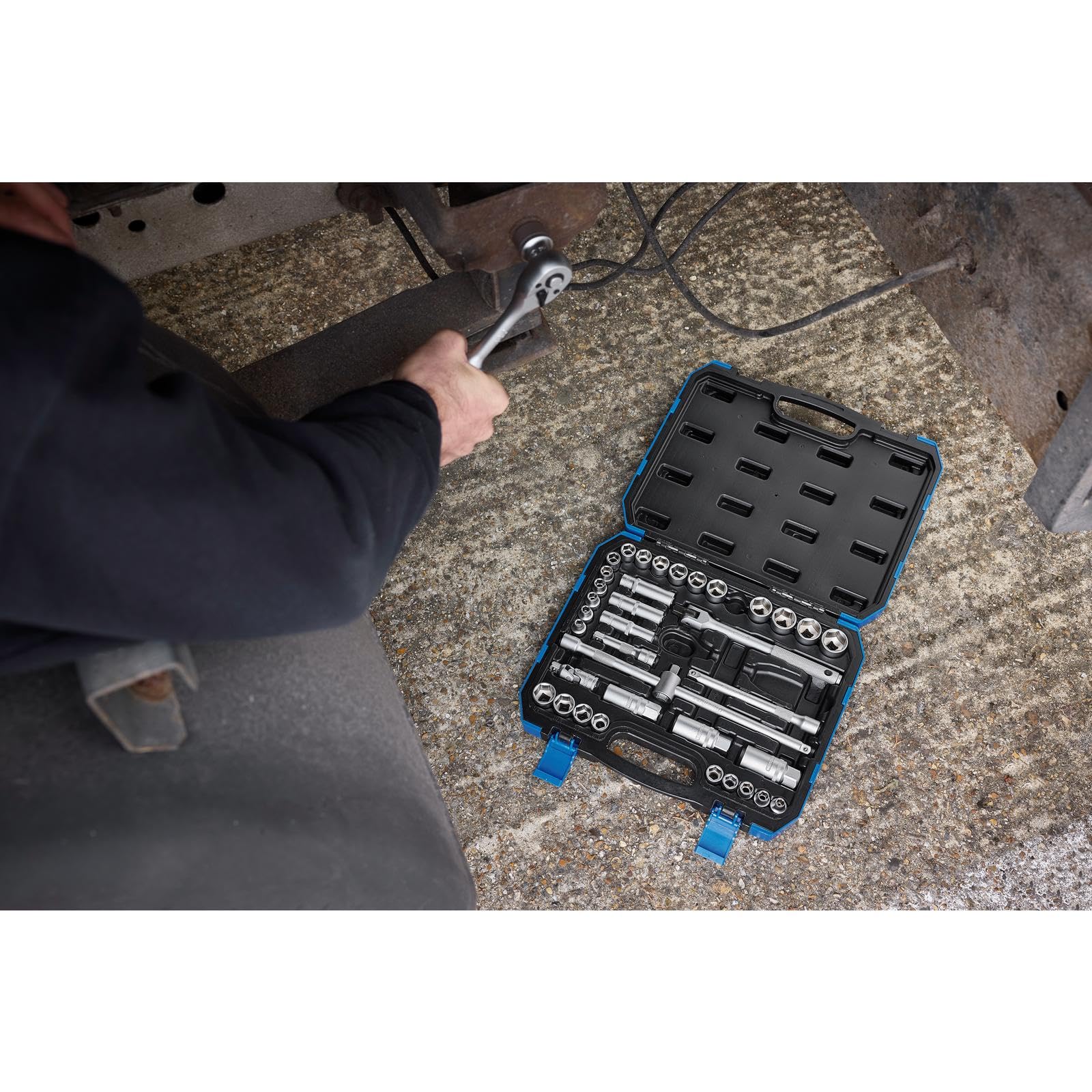Draper DD39AM 3/20,3 cm centimetri. Dr. mm/AF Combined socket set (39 pezzi), blu