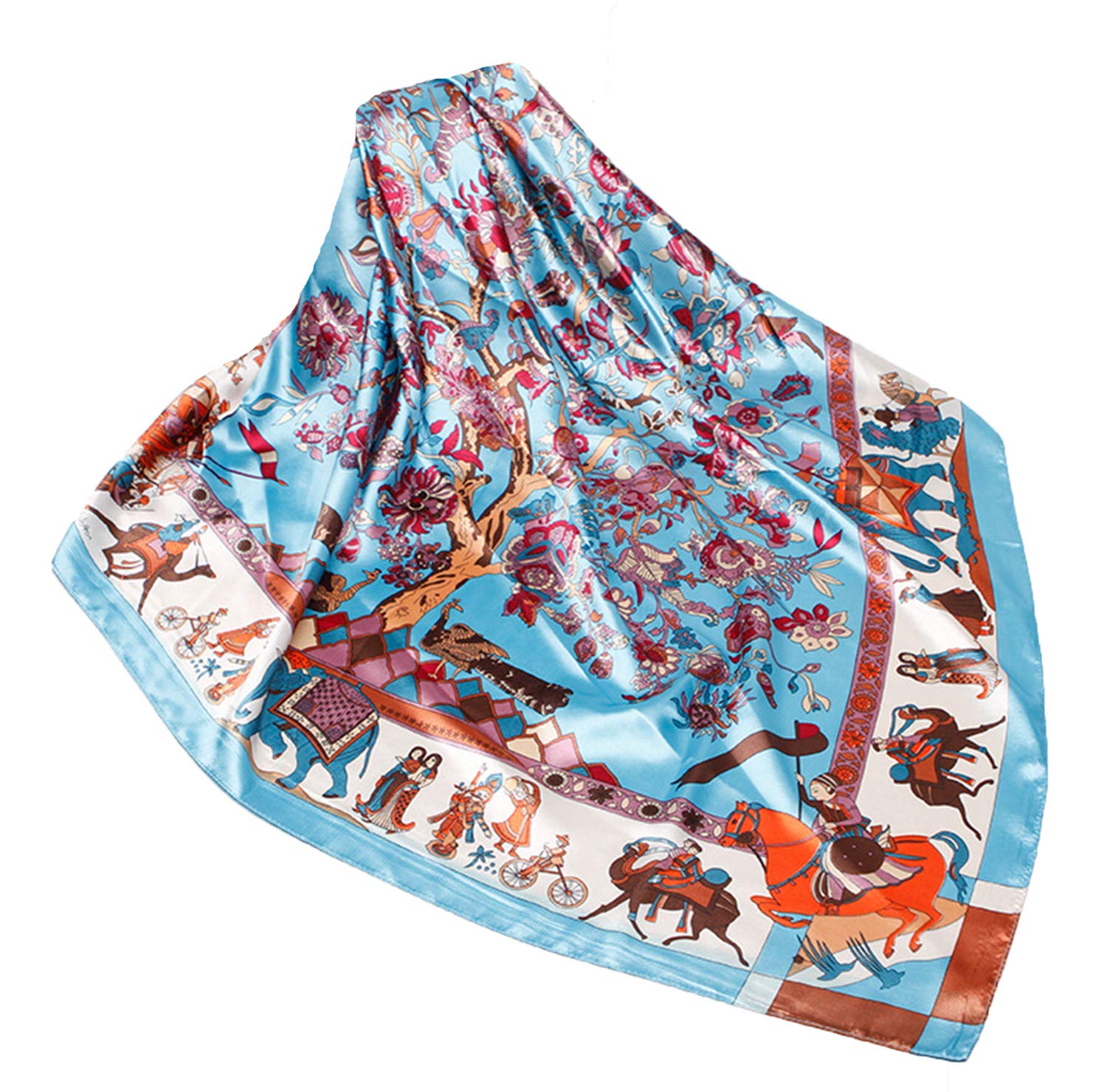 Wander Agio Silk Feeling Head Scarf Womens Fashion Printing Scarves Pattern Square Satin Face Headscarf