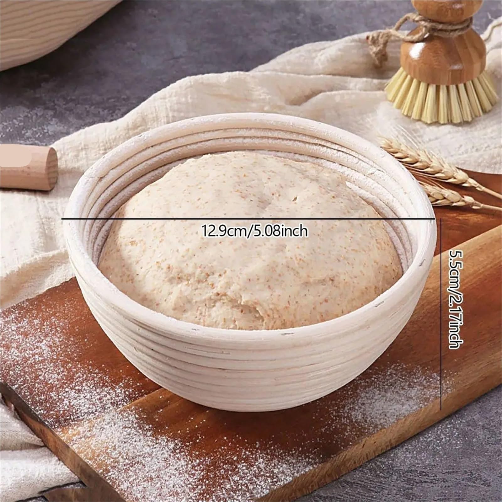 Cesta de fermentación masa, cestas a prueba pan, cesta mimbre Natural for panaderos caseros, 1 ud Para Hornear Pan