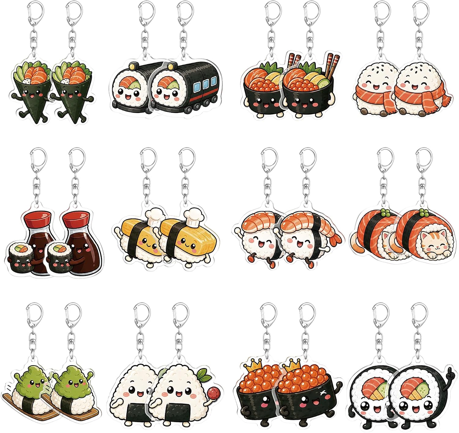 24 Pcs Funny Acrylic Keychains Bulk