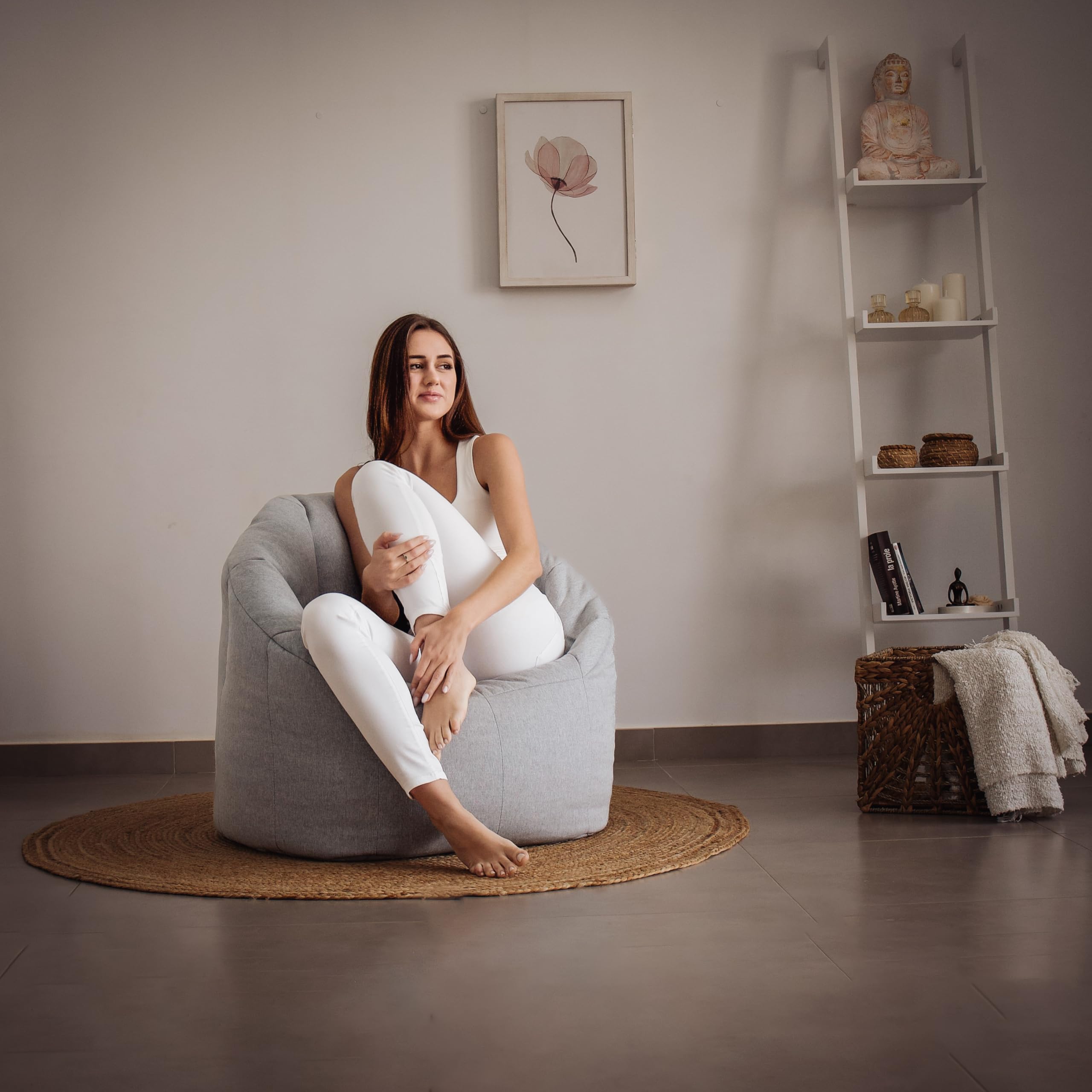 Aiire Sillon Puff Salon de Lujo - [85x85x75] Sofa Puf Moderno en Algodón Premium - Puffs con Relleno Incluido para Adultos o Decoracion Habitacion Juvenil - Bean Bag Chair Infantil XXL Beige