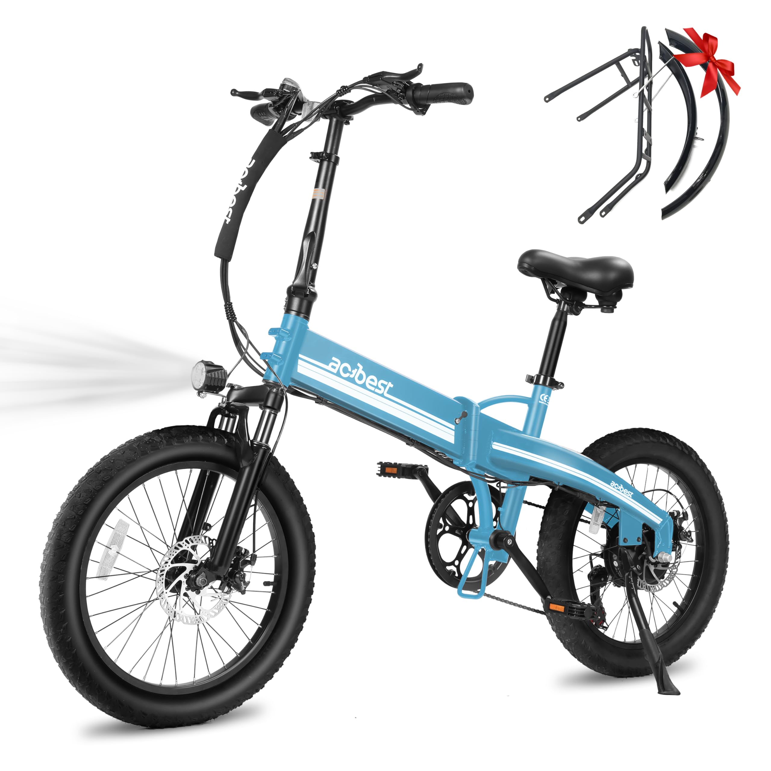 Electric Bike for Adults Peak 1200W,55Miles 28Mph Top Speed, 20" Fat Tire Folding Electric Bicycle, 48V 10.4Ah Removable Battery Ebike with 35 Speed and Front Suspension,Speedy