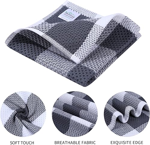Miniatura 2 de Mordimy Trapos de cocina a cuadros 100% algodón, 12 x 12 pulgadas, súper suaves y absorbentes, de secado rápido, trapos de cocina para cocina,