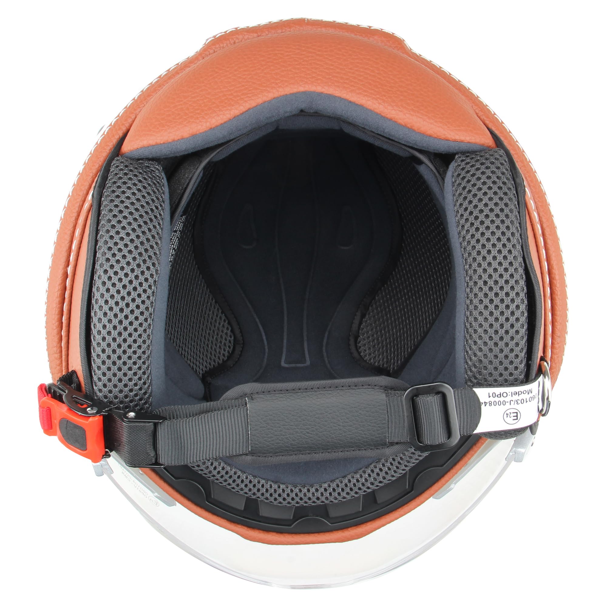 Citromex Casque Moto Casque Jet Roller Casque Hazel, Noir Mat/Cuir Marron, M