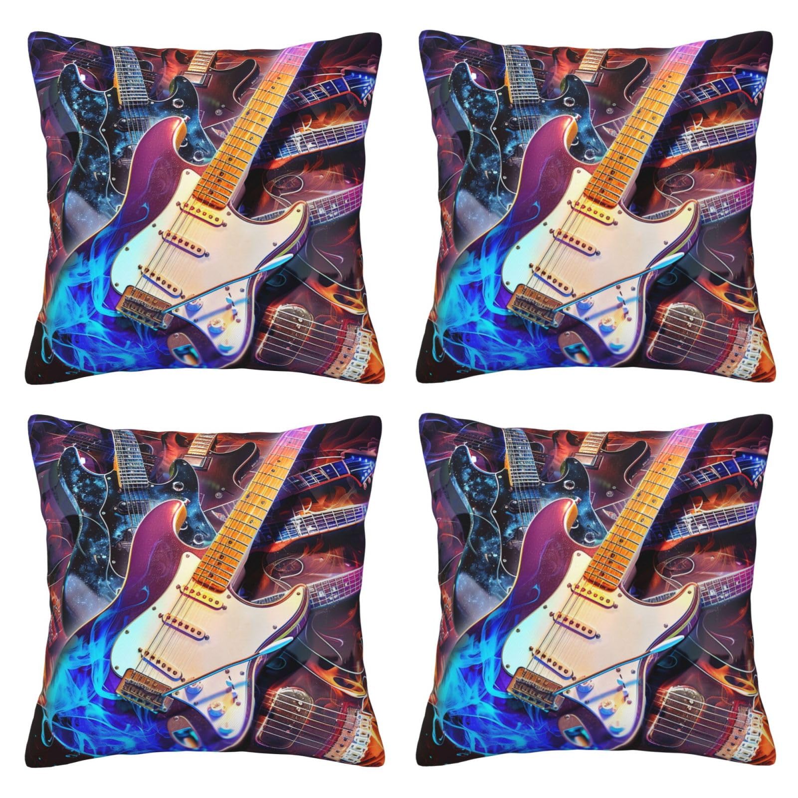 Taies d'oreiller motif guitare électrique magique 50,8x50,8 cm