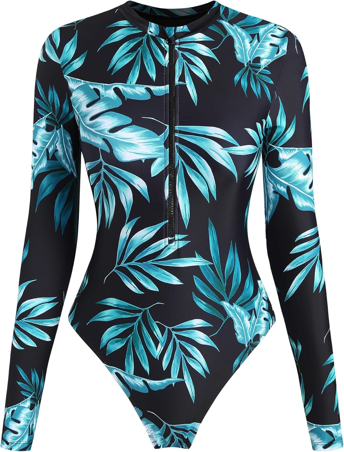 ZAFUL Women's Long Sleeve Rash Guard Swimsuit One Piece Zipper Surfing Bathing Suit