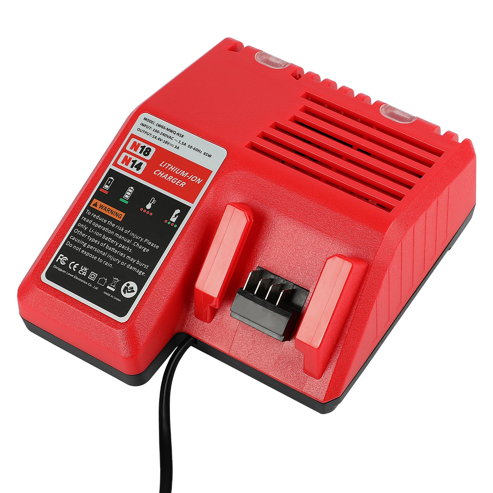LabTEC Cargador de una batería M18 para Milwaukee, Cargador de 18 V y 65 W de Repuesto para Milwaukee XC 48-59-1812, 48-11-1820, 48-11-2402, 48-11-1840, 48-11-1850, 48-11-1852 y 48-11-2401