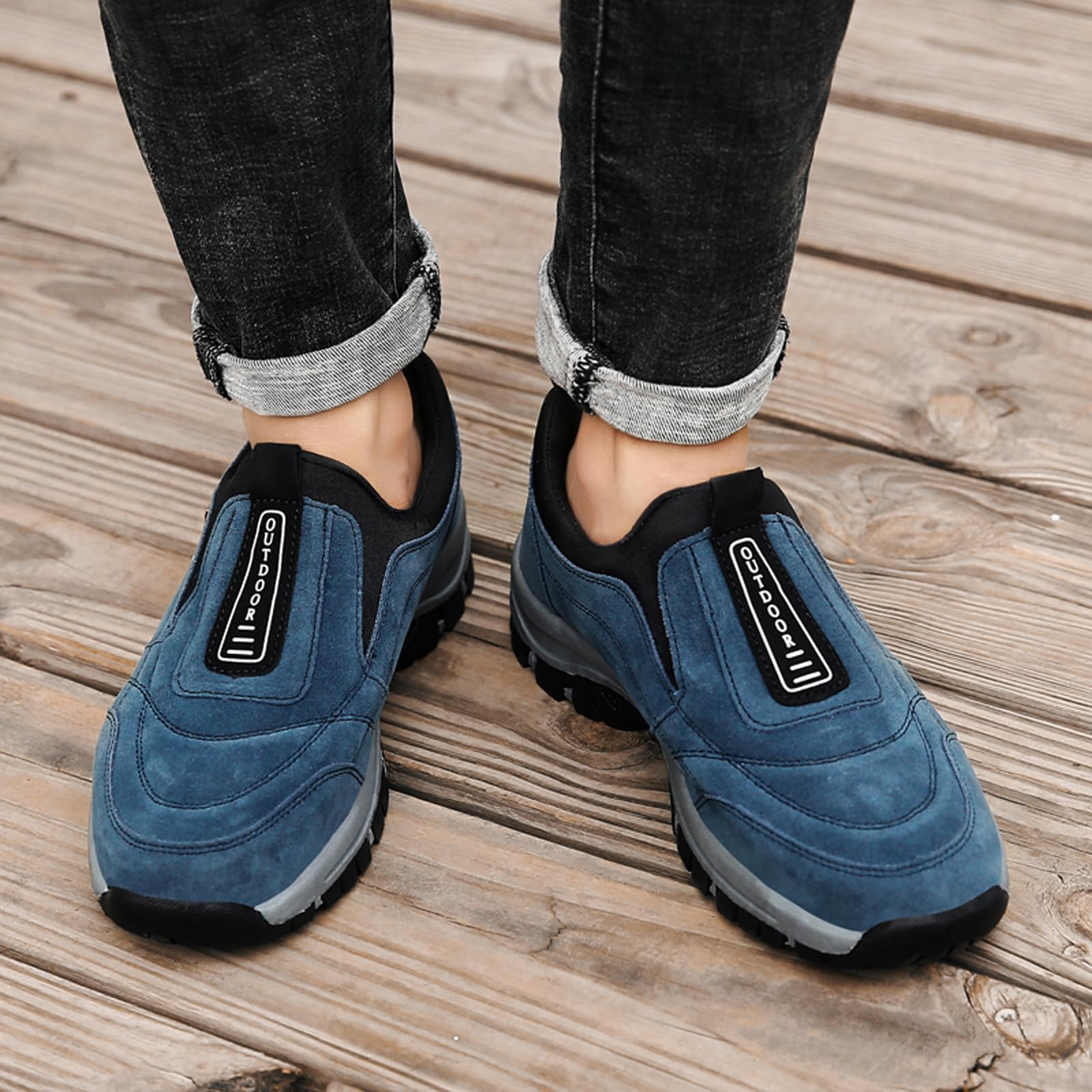 Chaussure de Marche Homme sans Lacets Baskets de randonnée en Plein air Chaussures de randonnée à Enfiler pour Homme Chaussures orthopédiques Chaussures légères pour Le Travail