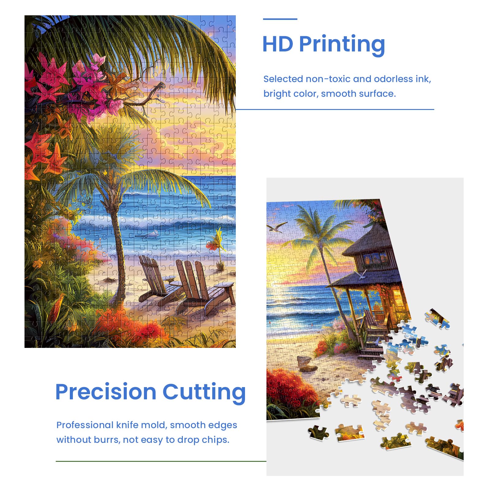 1000-Piece Hawaiian Sunset Wooden Jigsaw Puzzle – 27.5x19.7 Inches, Beach Art For Adults & Families