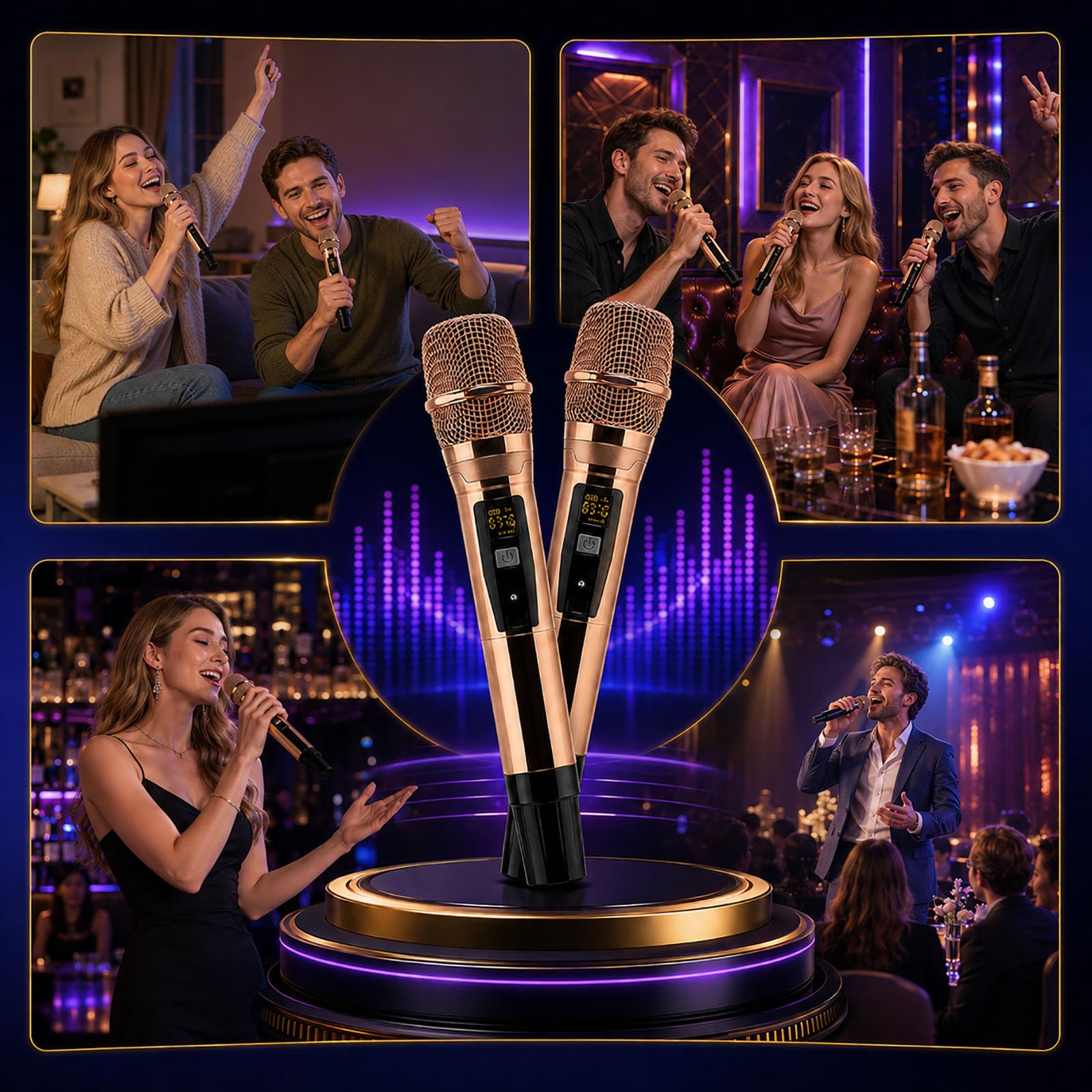 Sistema Karaoke all-in-One da 21,5 Pollici con 2 Microfoni Wireless, Doppio Sistema Android, WiFi, Elaborazione Audio Dsp, Controllo Vocale E App per Casa E Uso 8TB