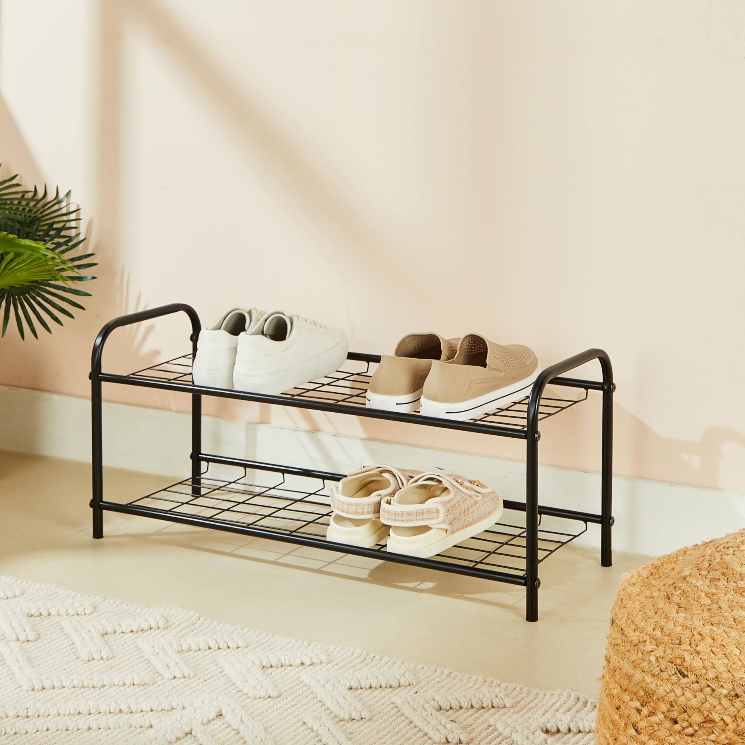 Amazon Brand - Solimo 2 Tier Metal Shoe Rack for Storage/Organizer/Plant Stand for Home, Office (Black) (B0DB5DWQ6M) Amazon Price History, Amazon Price Tracker