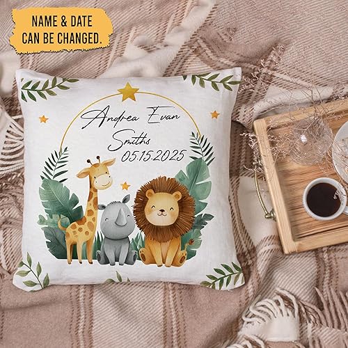 Vista 8 de Hyturtle Almohada personalizada con anuncio de nacimiento para niños (inserto incluido), regalo para bebé niño, almohada de estadísticas