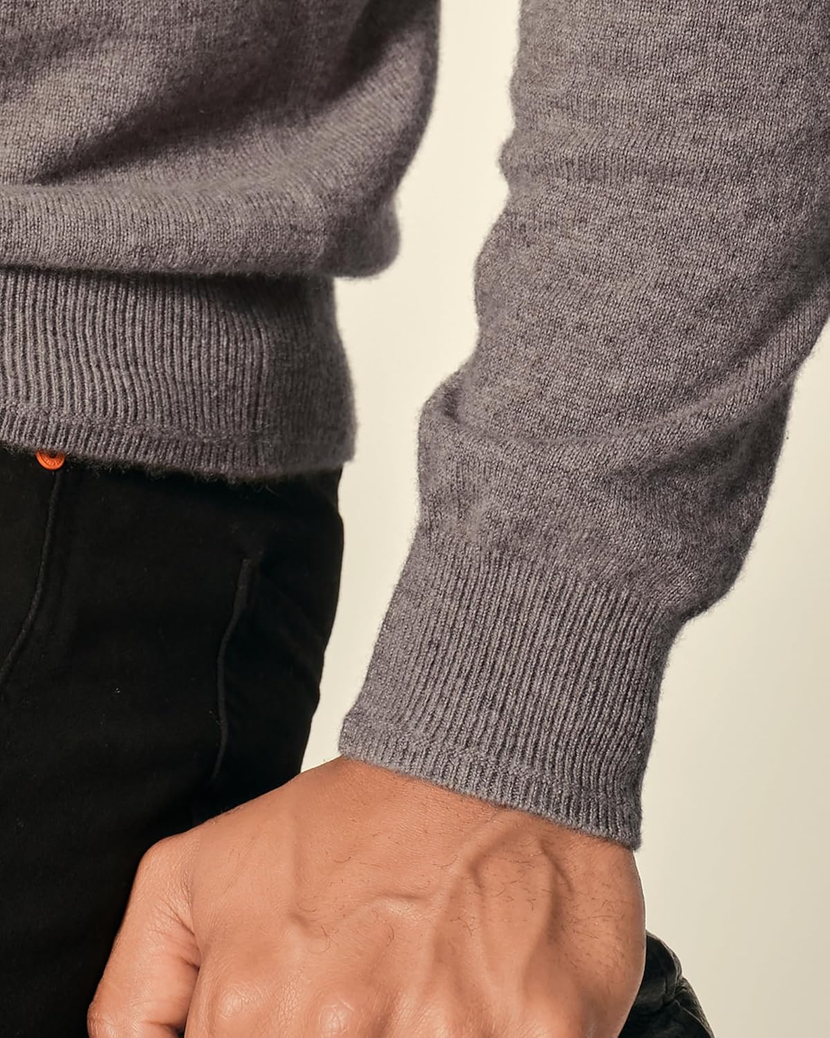 KVSS Men's Mock Neck Half Zip 100% Pure Cashmere Sweater, Pullover Cashmere Sweaters for Mens | Luxury from Inner Mongolia - Image 2