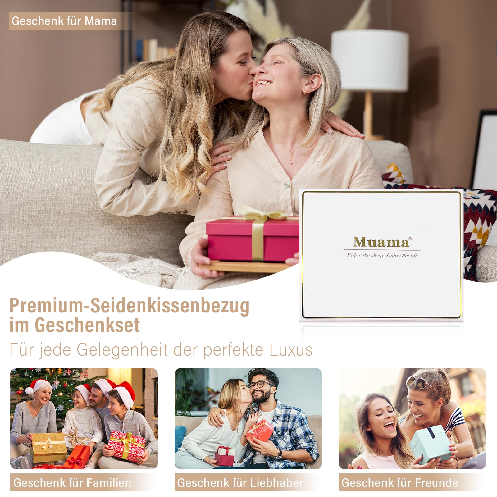 Muama Funda de almohada de seda de 40 x 145 cm, fundas de almohada de seda de morera, funda de almohada para cabello y piel con cremallera oculta, 1 pieza, antracita