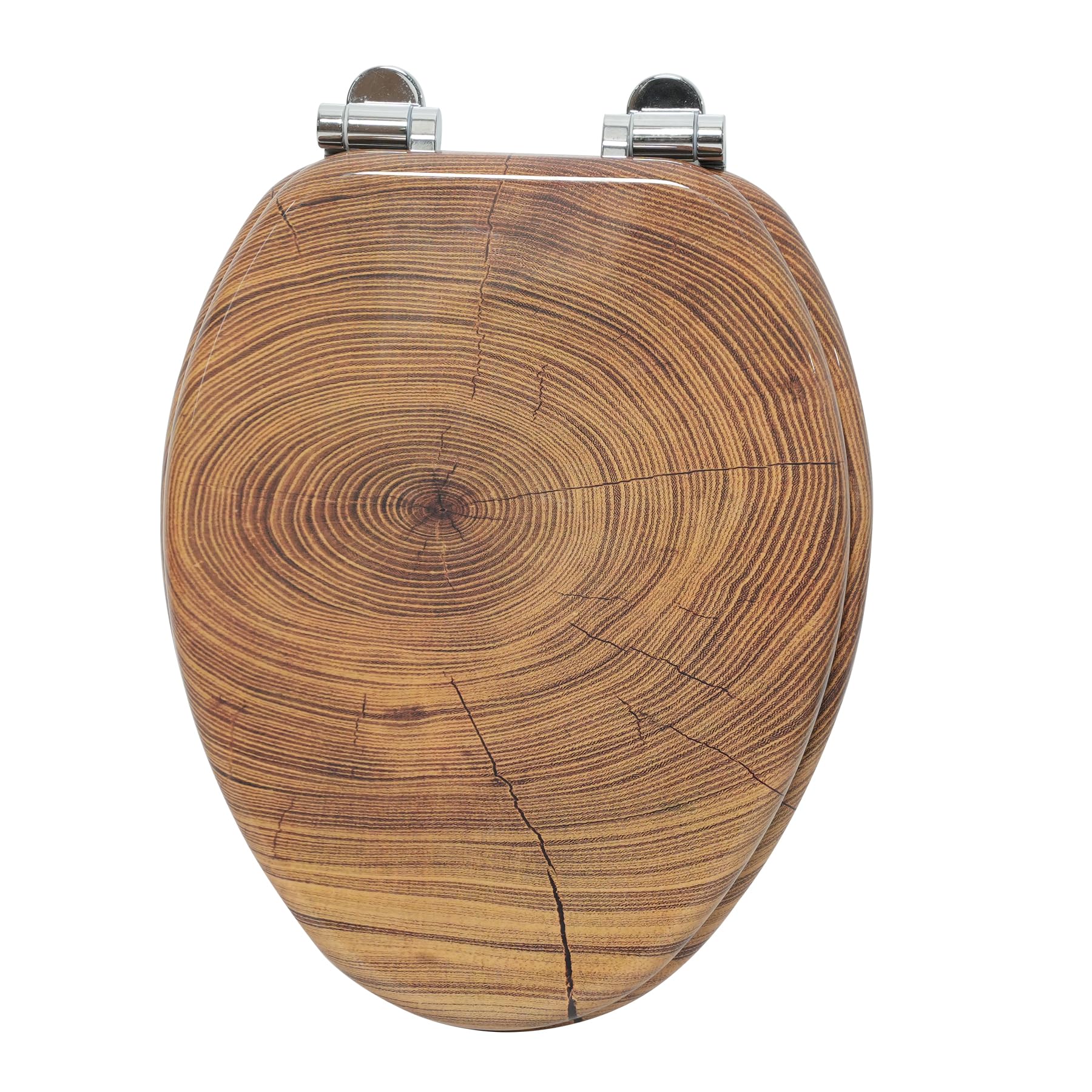 B&K ELONGATED Toilet Seats, Silent Slow Close, Molded Wood Adjusting Toilet Seat-Easy Clean and Install (Tree ring)