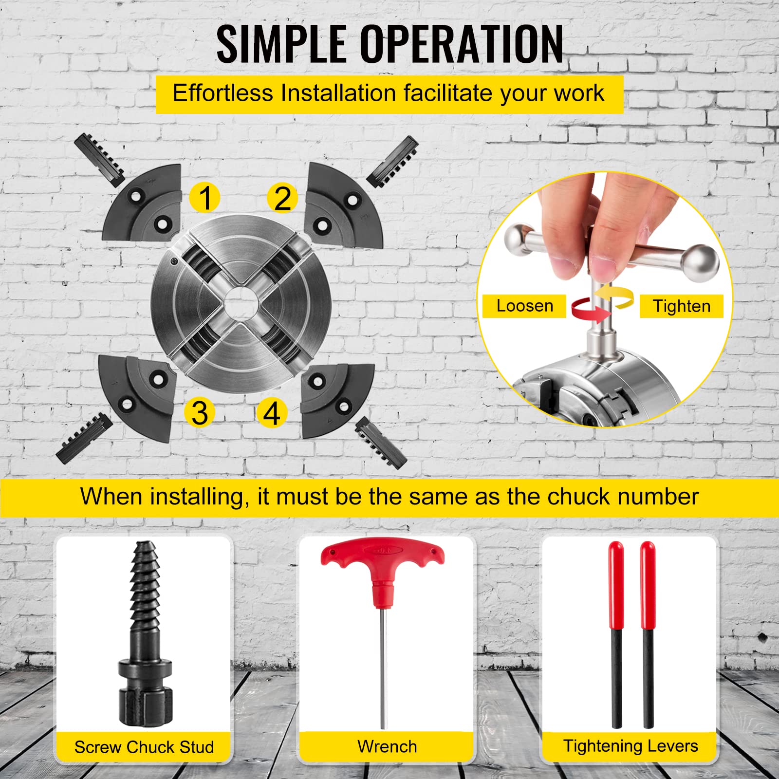 Mophorn Lathe Chuck 4inch"C" Series Chuck Selfcentering Lathe Chuck
