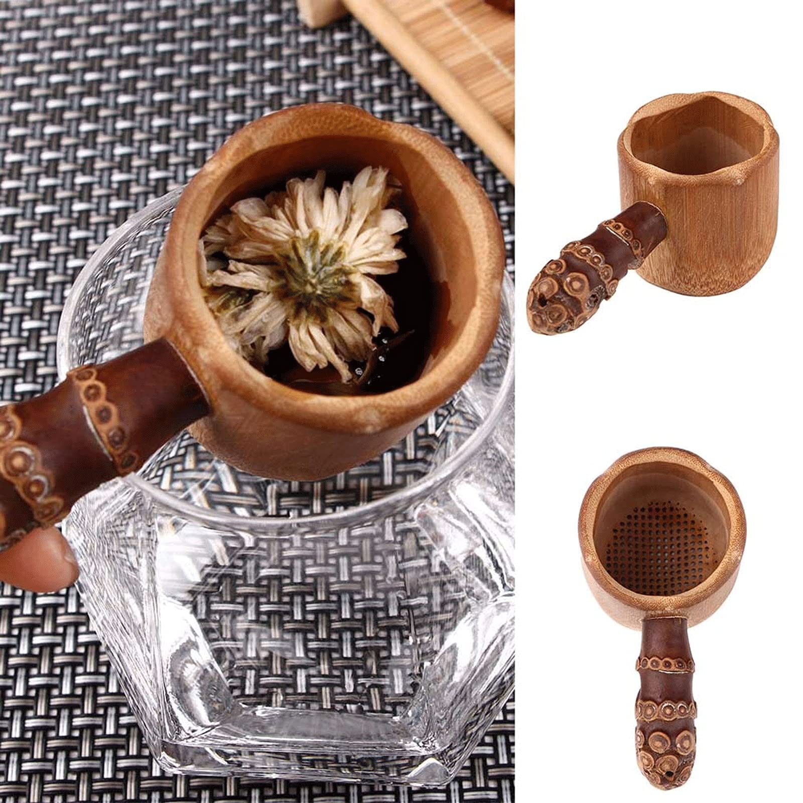 Colador de té de bambú, filtro infusor de té, herramientas de té, tamiz para preparar té, accesorios de bebida, accesorios de colador