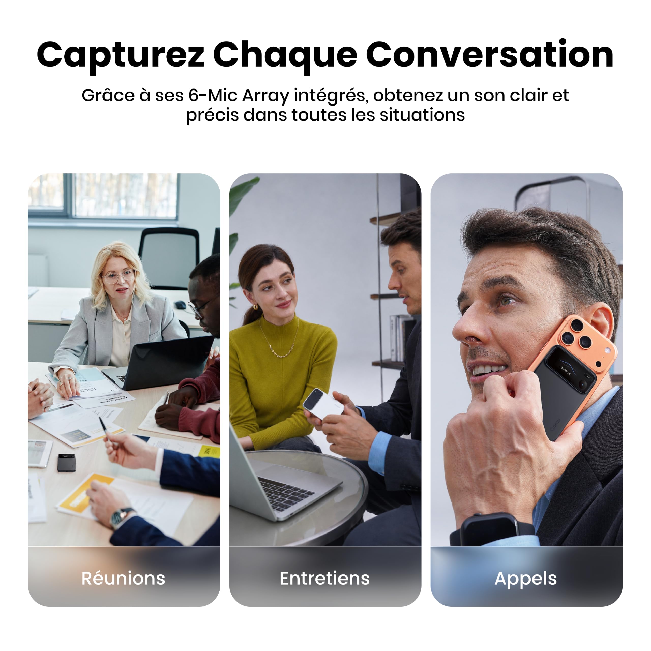 Comu Action Pro Enregistreur Vocal IA Dictaphone avec Agent IA Intelligent