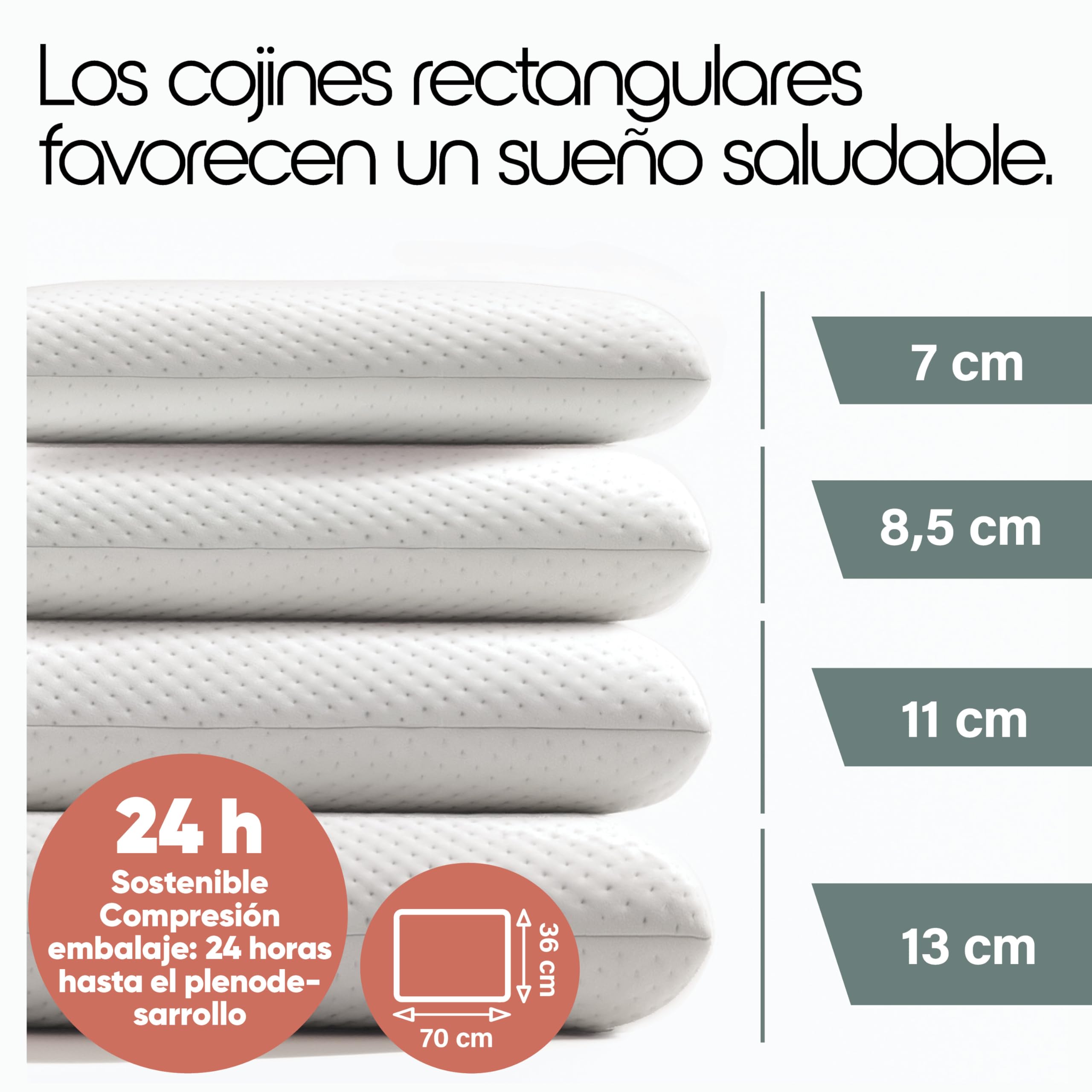 Blumtal Almohada Cervical de Espuma viscoelástica – Almohada de Espuma viscoelástica de 70 x 36 cm, con Funda Lavable, con certificación Oeko-Tex, 7 cm de Altura