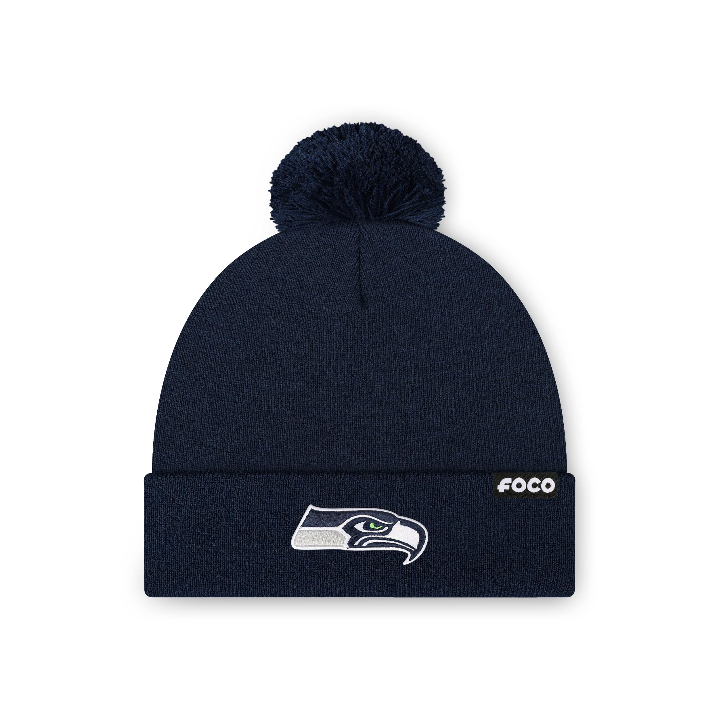 FOCO NFL Unisex-Adult NFL Team Logo Basic Pom Beanie Hat
