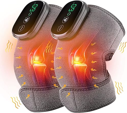MOAJAZA 2 rodilleras térmicas inalámbricas, 3 en 1, rodilleras con calefacción, 3 vibraciones ajustables y modos de calefacción, almohadilla de