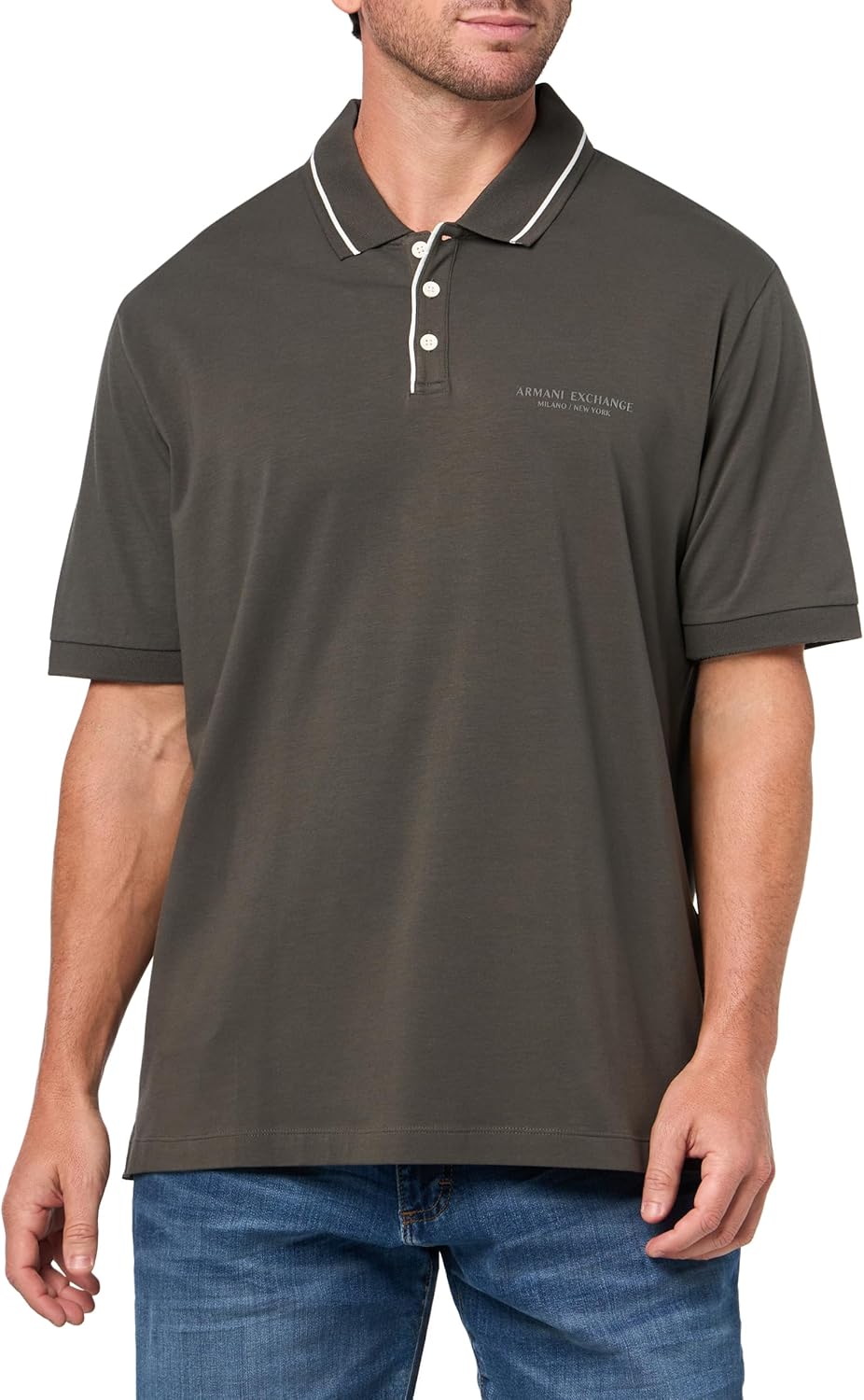 Armani Exchange Mens Regular Fit Small Text Logo Polo