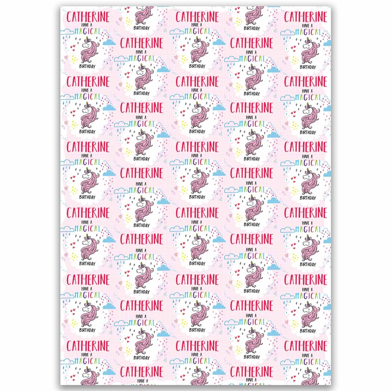 Paper Themes Girls Birthday Wrapping Paper Personalised Gift Wrap - Magical Unicorn
