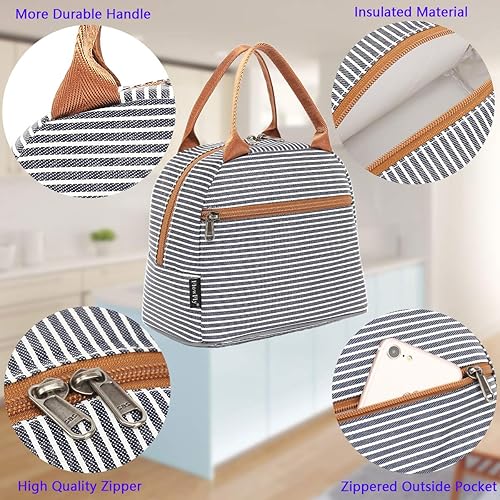 Miniatura 4 de Bolsa de almuerzo Bolsa de asas Organizador de almuerzo Contenedor de almuerzo Bolsa de almuerzo con aislante para mujereshombres