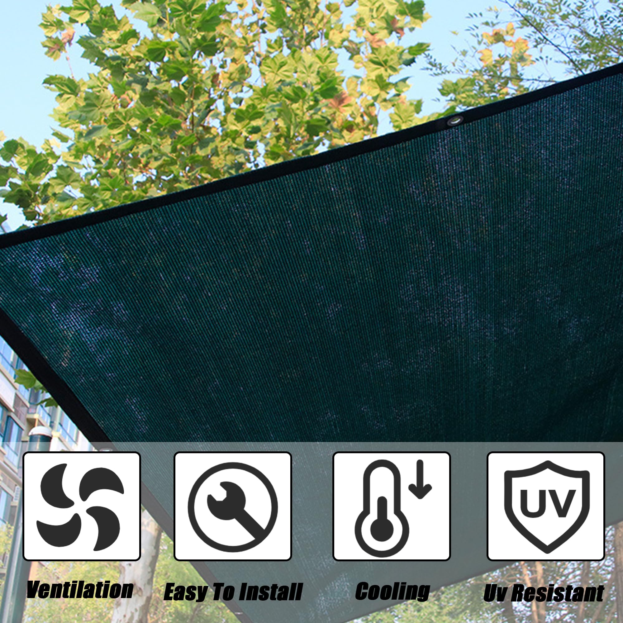SSFMSF Red de Sombra Exterior 9x12m, Rectángulo Malla de Protección Solar 90% UV, HDPE Resistente al Viento y Transpirable, para Fácil Instalación, Ideal para Jardín, Terraza, Pérgola - Verde