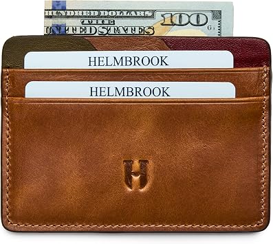 Erkekler için Hakiki Deri Kartlık Cüzdan | Tam Tahıl İnek Derisi El İşi Deri | Minimalist İnce Tasarım RFID Cep Cüzdanı | 5 Kart Yuvası