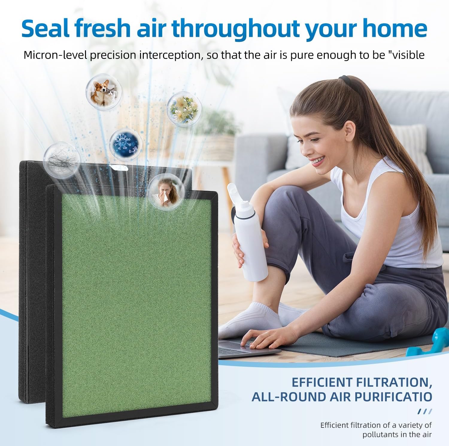 PU-P08 Replacement Filter Compatible with Odec PU-P08 Air Purifier,H13+Activated carbon+Pre-Filters,2-Pack - Image 2