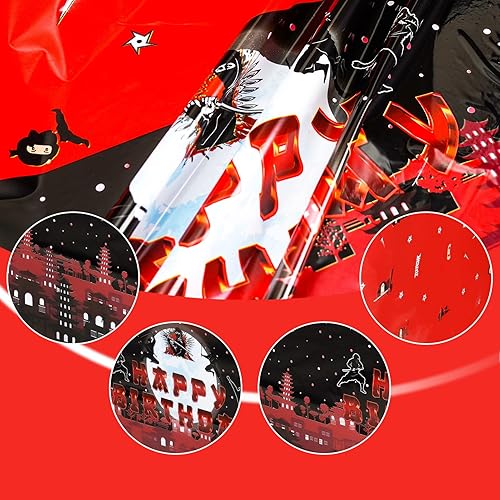 Miniatura 4 de 3 manteles con patrón ninja decoraciones de fiesta ninja desechables de plástico con temática ninja suministros de decoración de fiesta de