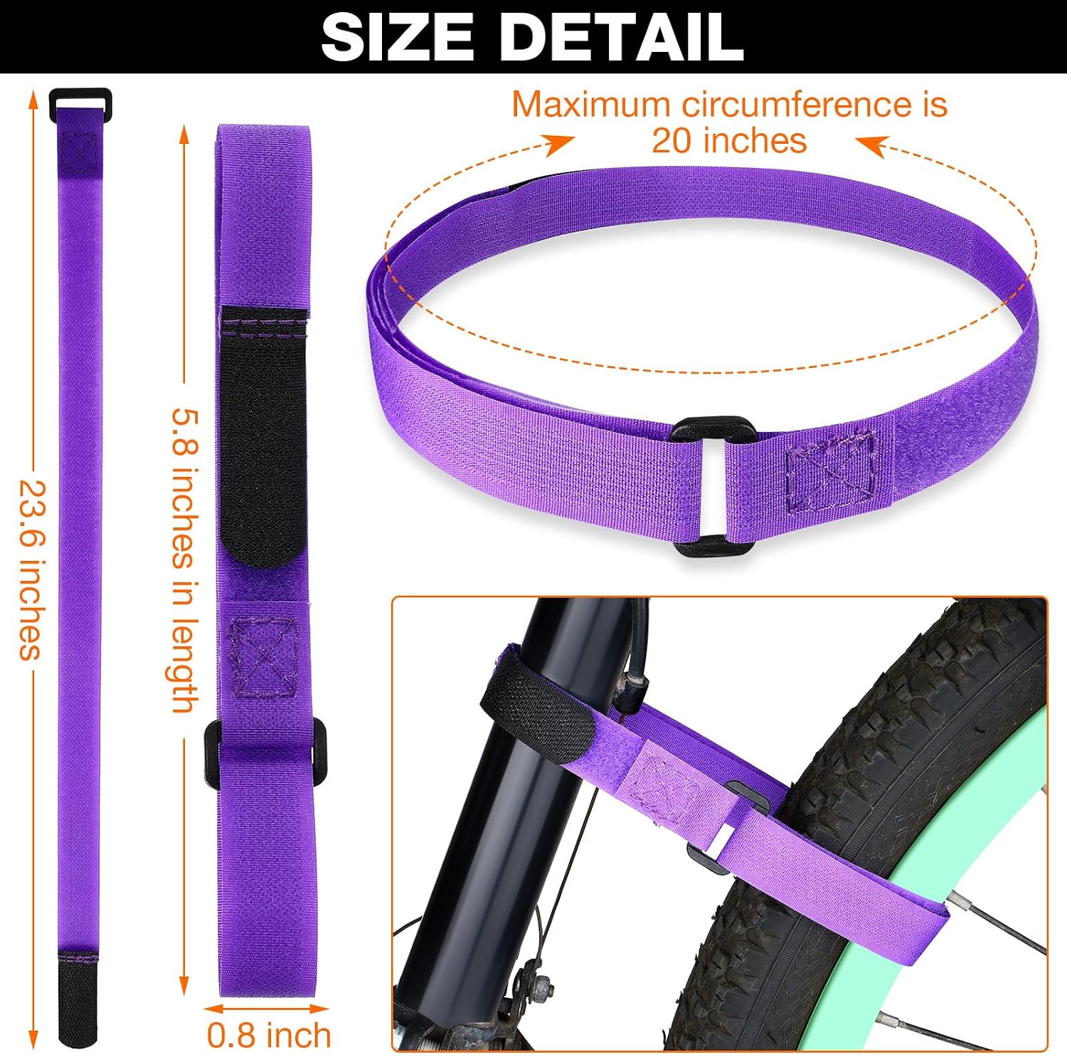 HESTYA 12 Pieces Bike Rack Straps 23.6 Inches Adjustable Bike Cinch Straps Wheel Stabilizer Bicycle Accessories for Transporting Bicycles image 2