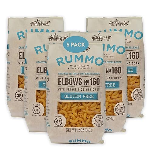 Rummo Pasta de codos sin gluten N.160 - Fideos de macarrones con codo, hechos con arroz integral y maíz, pasta de trigo integral, fideos de pasta